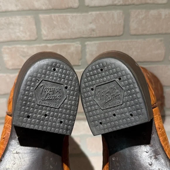 Tony Lama Classic Men's Rich Caramel  Ostrich Skin Western Boots Size 11D - Picture 10 of 10